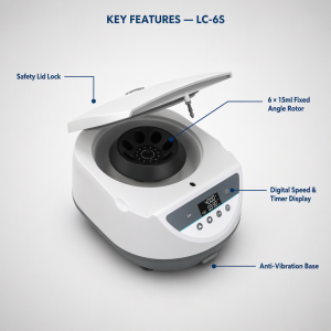 High Speed LC-6S Centrifuge Adjustable 500-5000rpm Timer 10s-99min 6x15ml for Blood Serum Research